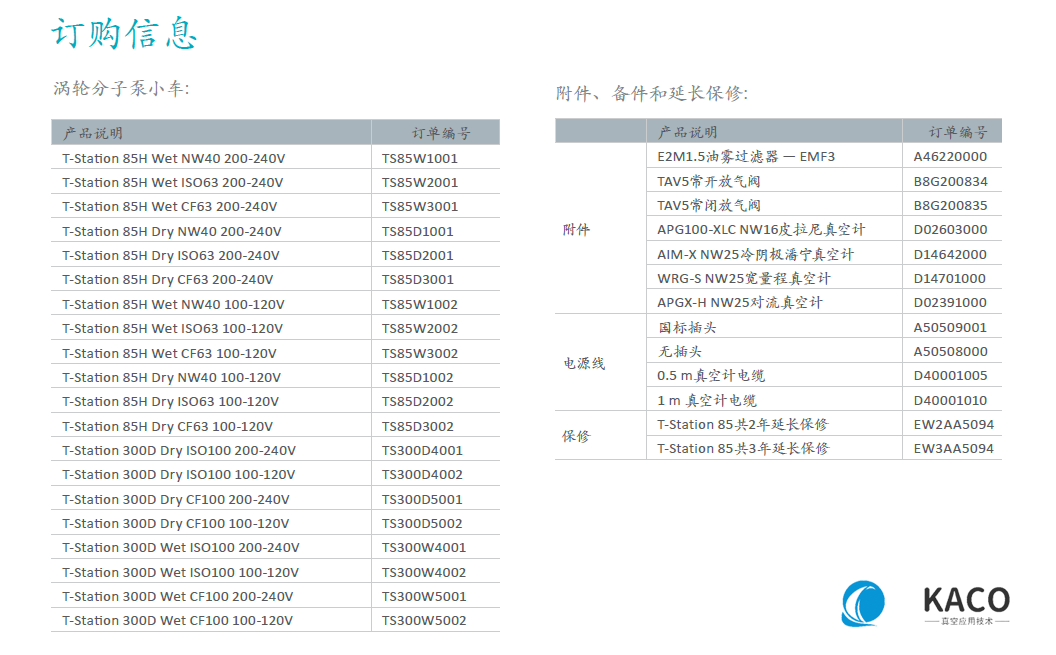 nEXT85渦輪分子泵組訂購信息